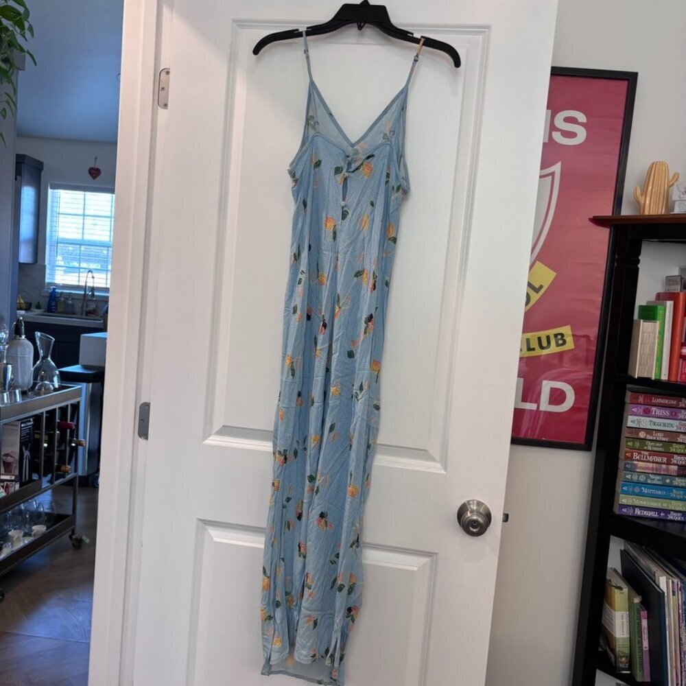 O'Neill Izzy Floral Flowers Baby Blue Midi Dress - Picture 7 of 10